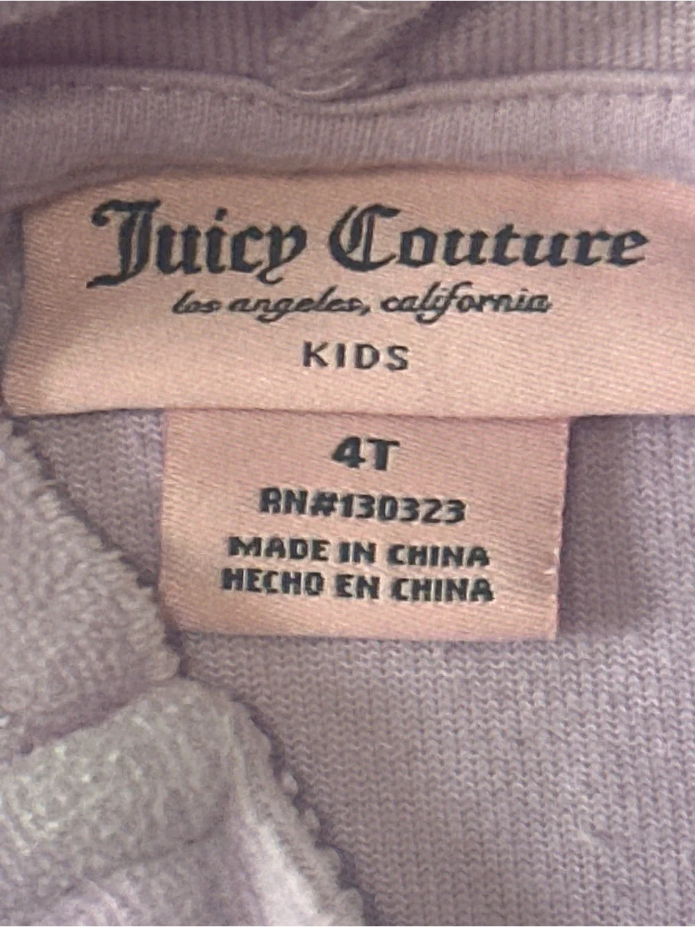 Juicy Couture Kids Lavender Embroidered Velour Pullover 4t